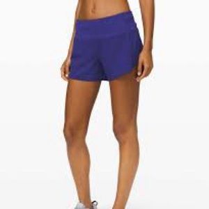 Lululemon Speed up shorts mid rise size 12. Colour Larkspur. 4”
